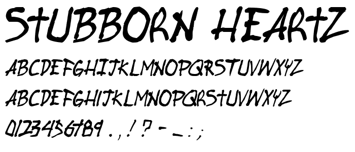 Stubborn Heartz TBS Italic font